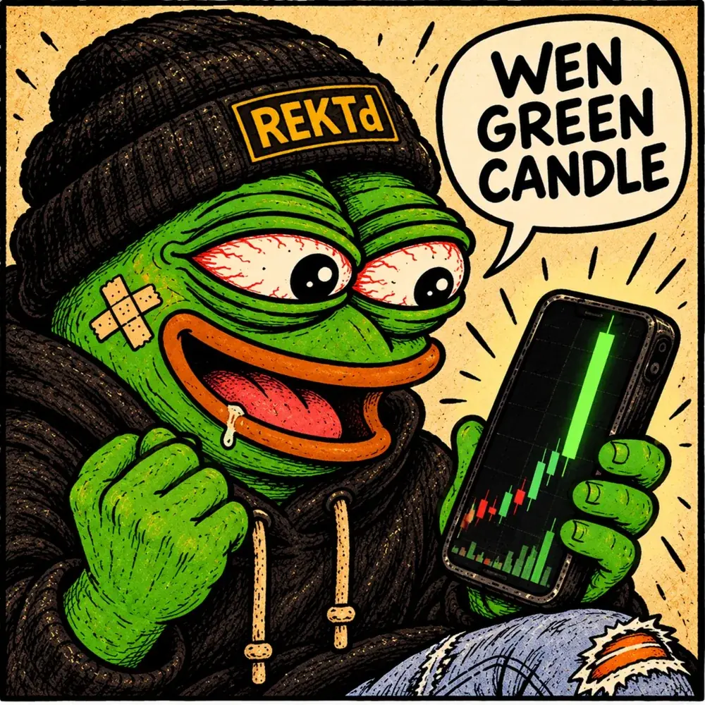 Rick staring at a green candle on his phone